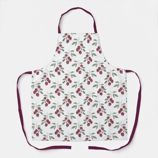 Burgundy Red Berries Pattern Schort (Voorkant)