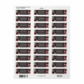 Burgundy Red Black en Gold Floral Elegant Adres Etiket (Full Sheet)