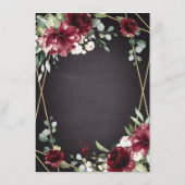 Burgundy Red Black en Gold Floral Elegant Wedding Informatiekaartje (Achterkant)