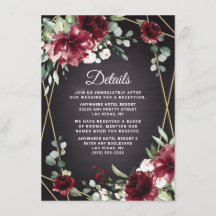 Burgundy Red Black en Gold Floral Elegant Wedding