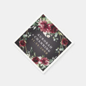 Burgundy Red Black en Gold Floral Elegant Wedding Servet (Hoek)