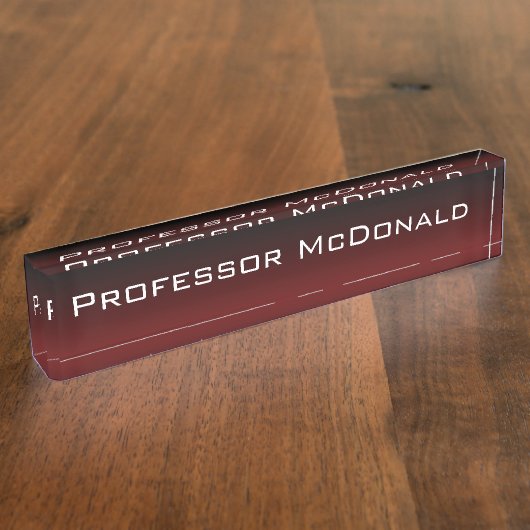 Burgundy red black fade custom desk nameplaat naambordje (Zijkant)