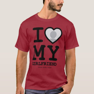 Burgundy Red Black I Love My Vriendin Photo Text T-shirt