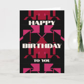 Burgundy Red Black Symmetrisch Abstracte verjaarda Kaart (Voorkant)