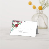 Burgundy Red Blooms Boho Wedding Plaatskaartje (Voorkant)