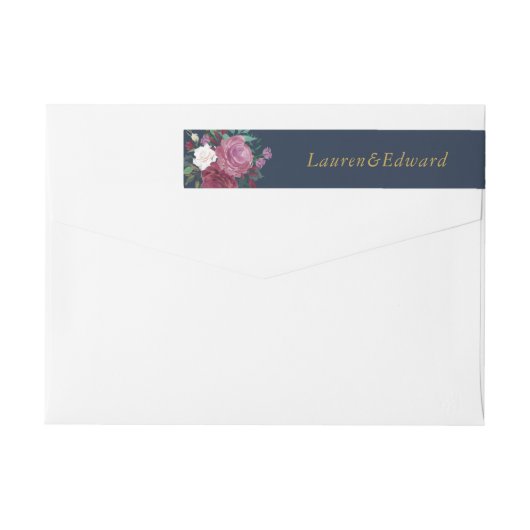 Burgundy Red Blooms Boho Wedding Return Address (Achterkant)