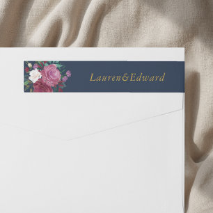 Burgundy Red Blooms Boho Wedding Return Address