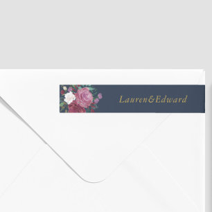 Burgundy Red Blooms Boho Wedding Return Address