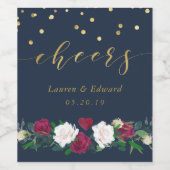 Burgundy Red Blooms Weddenwijn Wijn Etiket (Enkel label)