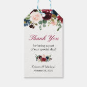 Burgundy Red Blue Floral bruiloft Favor Cadeaulabel (Voorkant)