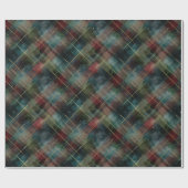 Burgundy Red Blue Green Gold Plaid Christmas Cadeaupapier (Vlak)