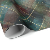 Burgundy Red Blue Green Gold Plaid Christmas Cadeaupapier (Rol Hoek)
