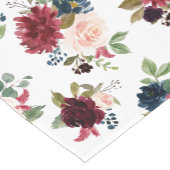 Burgundy Red Blush Blue Floral Korte Tafelloper (Hoek)