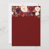 Burgundy red blush bridal douche-uitnodiging kaart (Achterkant)
