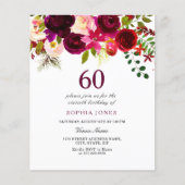 Burgundy Red Blush Budget 60th Birthday Invitation (Voorkant)