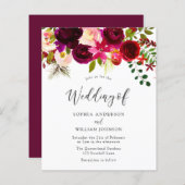 Burgundy Red Blush Budget Weddenschap (Voorkant / Achterkant)