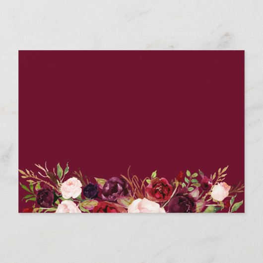 Burgundy Red Blush Floral Advice en Wishes Kaart (Achterkant)