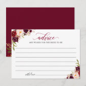 Burgundy Red Blush Floral Advice en Wishes Kaart (Voorkant / Achterkant)