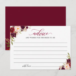 Burgundy Red Blush Floral Advice en Wishes Kaart