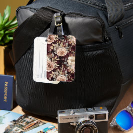Burgundy Red Blush Floral Bagagelabel