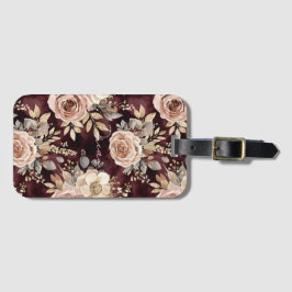 Burgundy Red Blush Floral Bagagelabel
