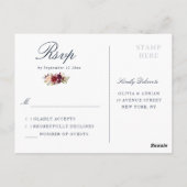 Burgundy red & blush floral bruiloft RSVP Briefkaart (Achterkant)