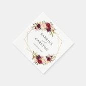 Burgundy Red Blush Floral Geometric Wedding Servet (Hoek)