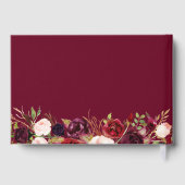 Burgundy Red Blush Floral Gold Geometric Weddensch Gastenboek (Achterkant)