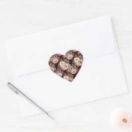 Burgundy Red Blush Floral Hart Sticker