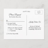 Burgundy Red Blush Floral Navy Blue Wedding RSVP Uitnodiging Briefkaart (Achterkant)