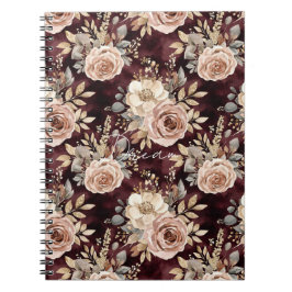 Burgundy Red Blush Floral Notitieboek