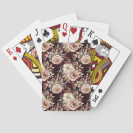 Burgundy Red Blush Floral Pokerkaarten