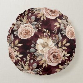 Burgundy Red Blush Floral Rond Kussen