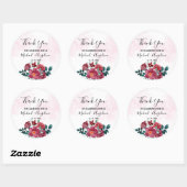 Burgundy Red Blush Floral Wedding Favor Ronde Sticker (Vel)