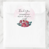 Burgundy Red Blush Floral Wedding Favor Ronde Sticker (Tas)