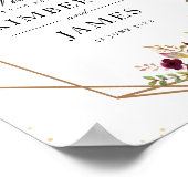 Burgundy red & blush geometrisch trouwbord poster (Hoek)