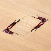 Burgundy Red Blush Gold Geometric Greenery Wedding Acryl Uitnodigingen (Laagn)