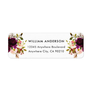 Burgundy Red Blush Gold Geometric Greenery Wedding Etiket