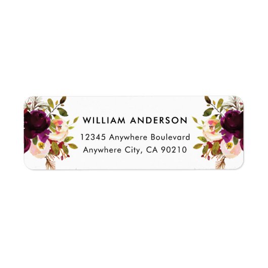 Burgundy Red Blush Gold Geometric Greenery Wedding Etiket (Voorkant)