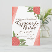 Burgundy Red Blush Gold Geometric Greenery Wedding Feestdagenkaart (Staand voorkant)
