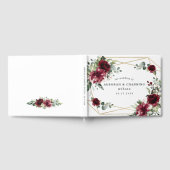 Burgundy Red Blush Gold Geometric Greenery Wedding Gastenboek (Volledig)