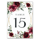 Burgundy Red Blush Gold Geometric Greenery Wedding Kaart (Voorkant)