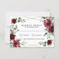Burgundy Red Blush Gold Geometric Greenery Wedding