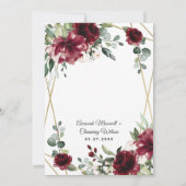 Burgundy Red Blush Gold Greenery Engagement Party Kaart (Achterkant)