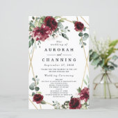 Burgundy Red Blush Gold Greenery Wedding Programs (Staand voorkant)