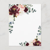 Burgundy Red Blush Pink and Gold Floral Wedding Informatiekaartje (Achterkant)