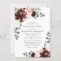 Burgundy Red Blush Pink and Gold Floral Wedding