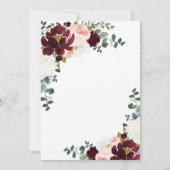 Burgundy Red Blush Pink and Gold Floral Wedding Kaart (Achterkant)