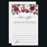 Burgundy Red Blush Pink Floral Date Night Kaart<br><div class="desc">Een mooie rode en roze roze roze roze roze topjes deze Date Night card. Coördineert met het Collectie van het Omgekeerd Vrijgezellenfeest.</div>