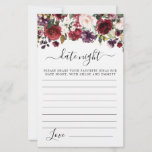 Burgundy Red Blush Pink Floral Date Night Kaart<br><div class="desc">Een mooie rode en roze roze roze roze roze topjes deze Date Night card. Coördineert met het Collectie van het Omgekeerd Vrijgezellenfeest.</div>